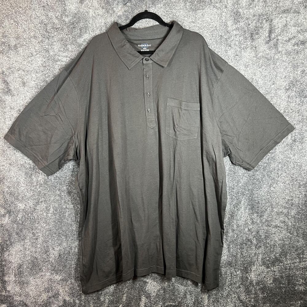 Harbor Bay Polo Shirt Mens 6XL Gray Big & Tall Pocket Tagless Jersey Casual